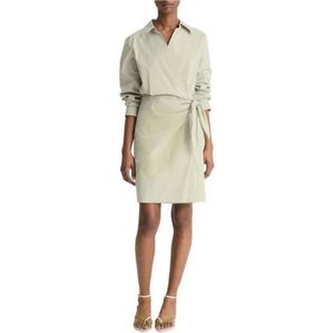 New Vince Furrow Stripe Cotton-Blend Wrap Dress